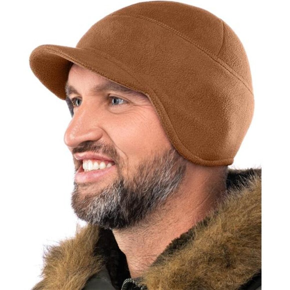 Men Women - Earflap Brim Skull Watch Cap Hat Coyote